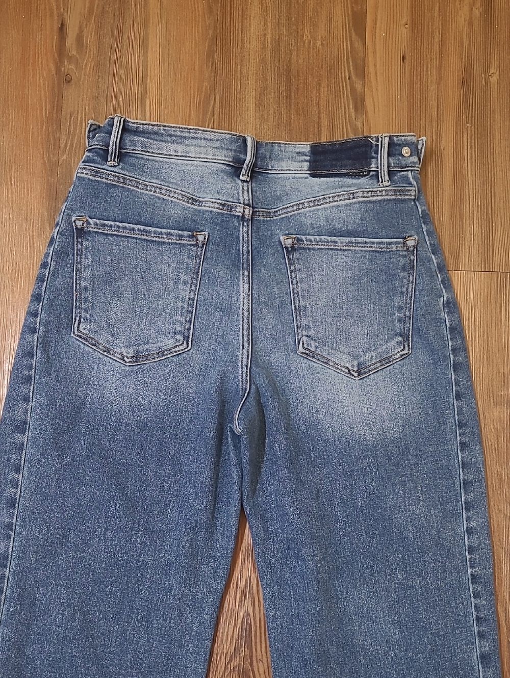 RISEN Straight Leg High-Rise Jeans in Distressed Blue61%cotton used good.9/29. - Picture 10 of 15